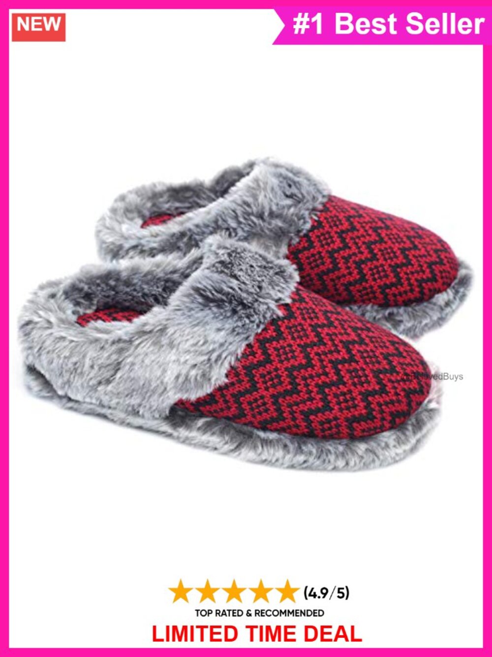 Faux Fur Memory Foam Knitted Mule Slippers Non Slip Indoor Outdoor